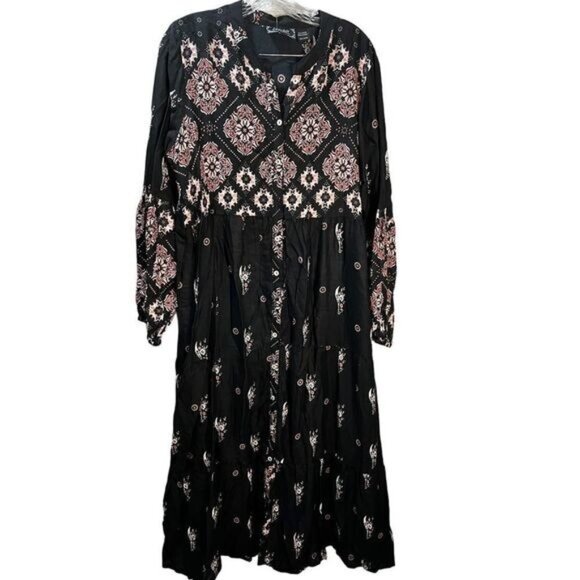 Button-Front Scarf Print Maxi Dress‎ Size XXL - Picture 2 of 7